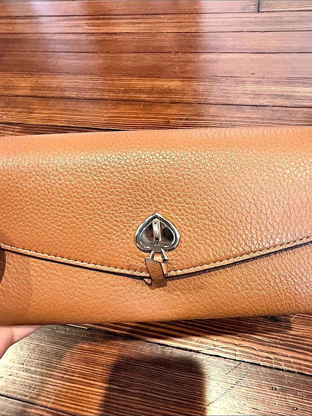 Kate Spade Brown Leather-Textured Clutch